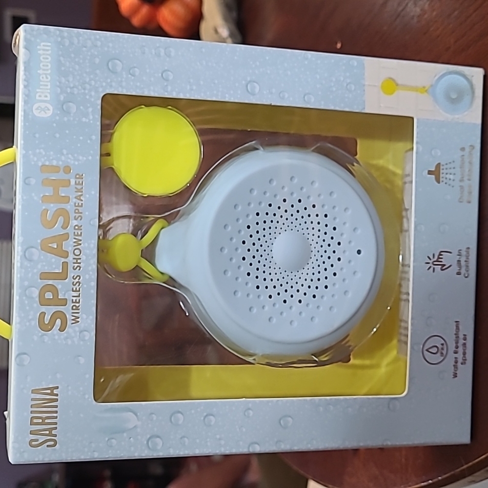 Blue wireless shower speaker